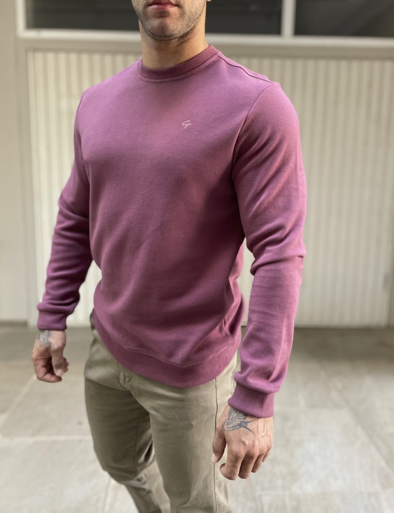 Ανδρική μπορντό πλυμένο πλεκτή βαμβακερή μακρυμάνικη μπλούζα 2308P φωτογραφία